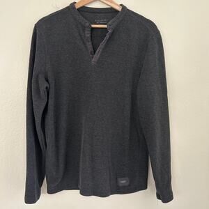 AllSaints Henley Shirt Pullover SZS Regular Fit Gray Long Sleeve Ribbed Classic